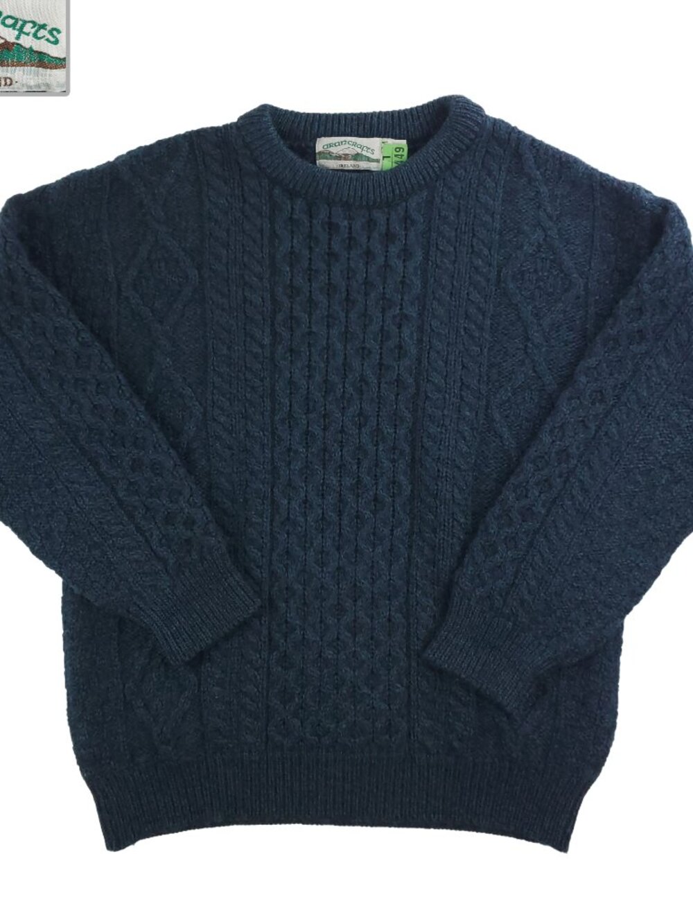 Aran Crafts Vintage Wool Sweater Fisherman Cable Knit Made Ireland Chunky Medium